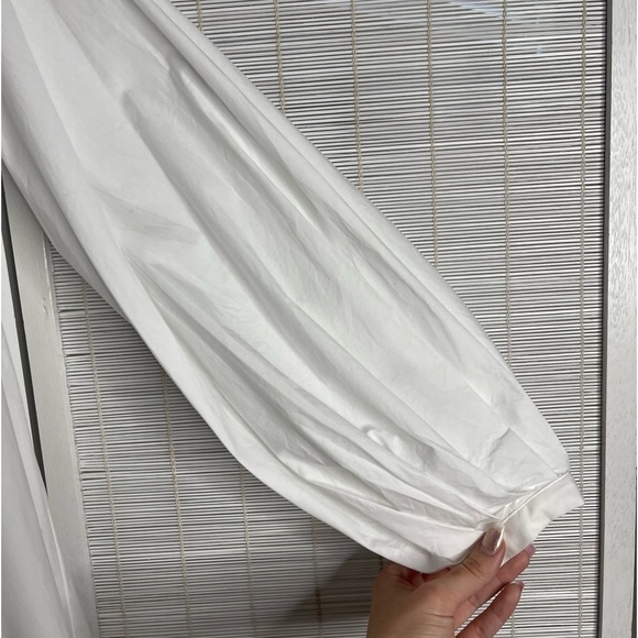 Space Simona Corsellini White Puff Sleeve V-Neck Dress Size 8 - Picture 3 of 11